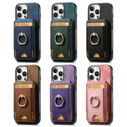 For iPhone 16 Plus Retro Splitable Magnetic Stand Card Bag Leather Phone Case(Blue) - iPhone 16 Plus Cases by buy2fix | Online Shopping UK | buy2fix