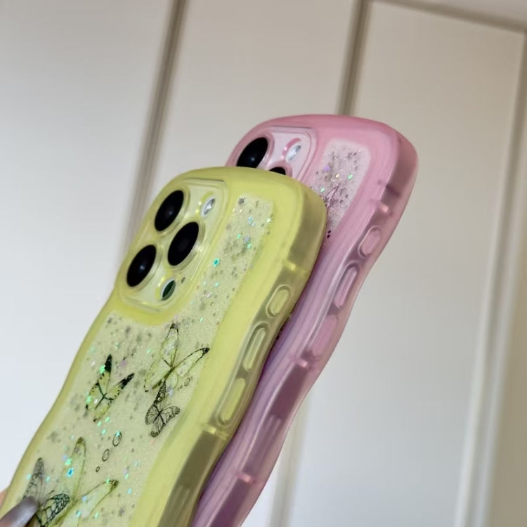 For iPhone 16 Pro Max Crossbody Wave Edge Butterfly TPU Phone Case(Purple) by buy2fix