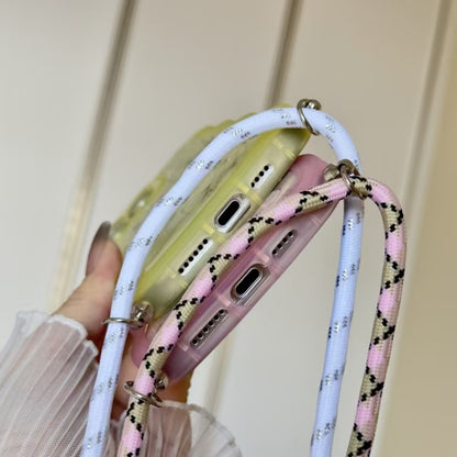 For iPhone 16 Pro Max Crossbody Wave Edge Butterfly TPU Phone Case(White) by buy2fix