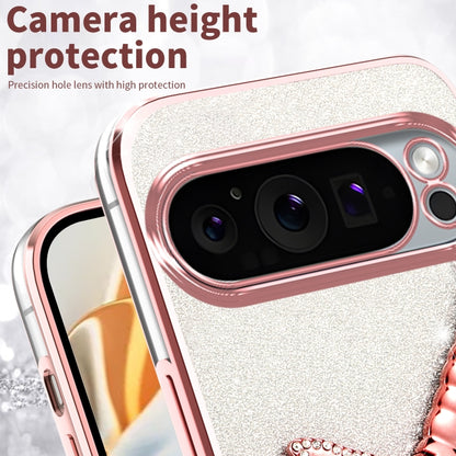 For Google Pixel 9 Pro XL Gradient Glitter Immortal 3D Dragonfly Holder Plated Phone Case(Purple) by buy2fix