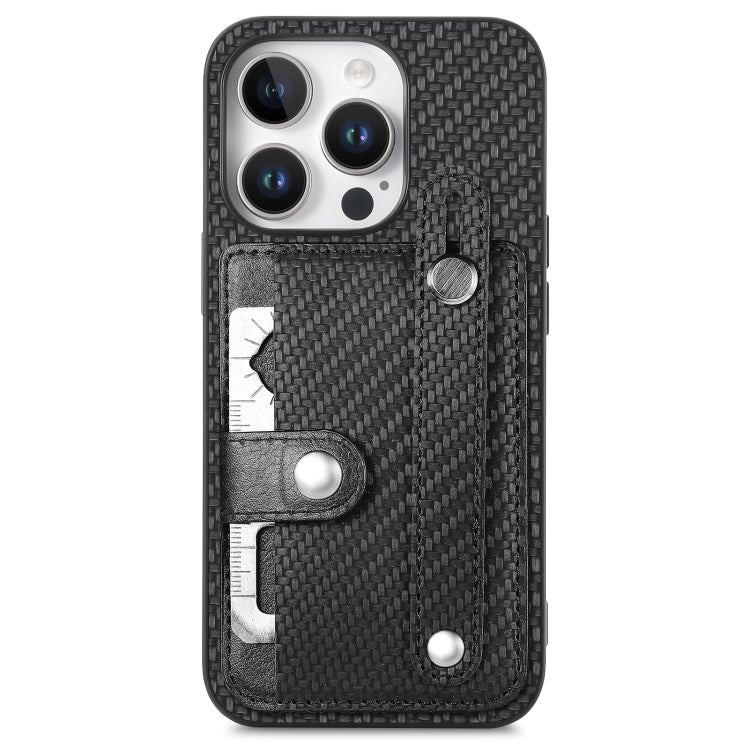 For iPhone 16 Pro Wristband Kickstand Card Wallet Back Phone Case with Tool Knife(Black) by buy2fix