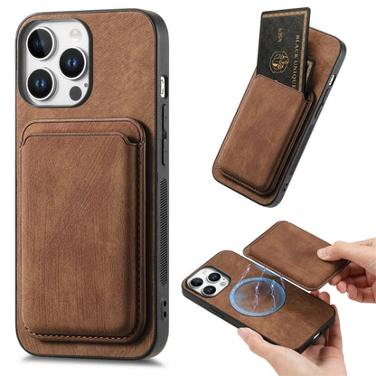 For iPhone 16 Pro Retro Leather Card Bag Magnetic Phone Case(Brown) by buy2fix