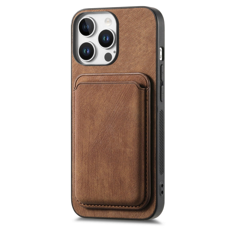For iPhone 16 Pro Retro Leather Card Bag Magnetic Phone Case(Brown) by buy2fix