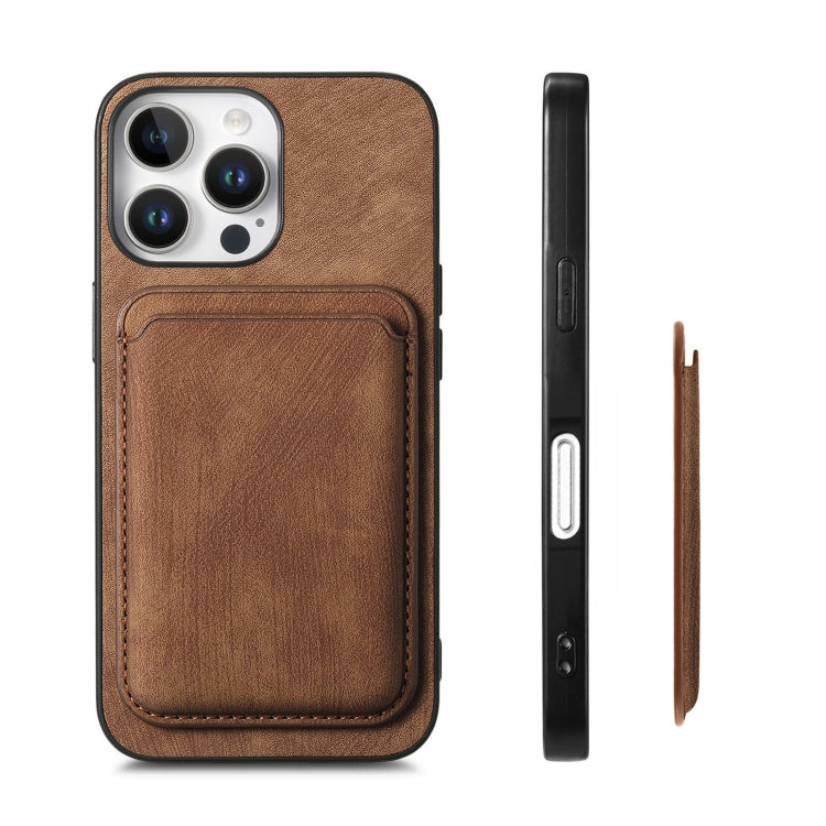 For iPhone 16 Pro Retro Leather Card Bag Magnetic Phone Case(Brown) by buy2fix