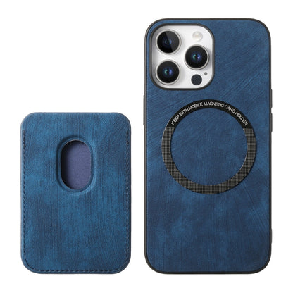 For iPhone 16 Pro Retro Leather Card Bag Magnetic Phone Case(Blue) by buy2fix