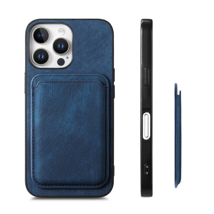 For iPhone 16 Pro Retro Leather Card Bag Magnetic Phone Case(Blue) by buy2fix