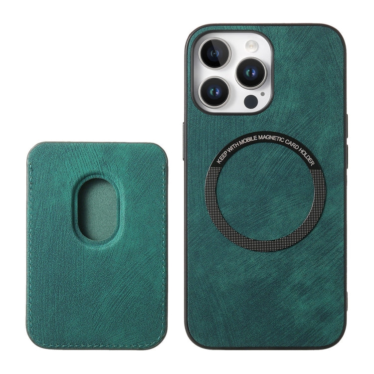 For iPhone 16 Pro Retro Leather Card Bag Magnetic Phone Case(Green) by buy2fix