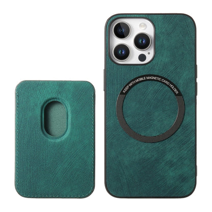 For iPhone 16 Pro Retro Leather Card Bag Magnetic Phone Case(Green) by buy2fix