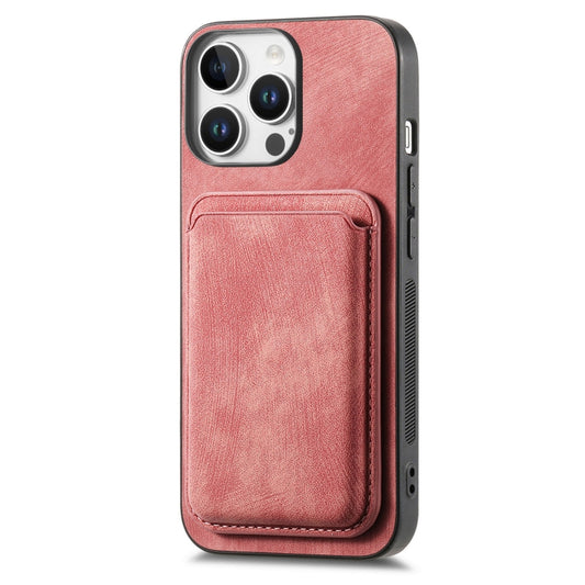 For iPhone 16 Pro Retro Leather Card Bag Magnetic Phone Case(Pink) by buy2fix