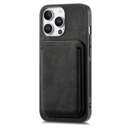 For iPhone 16 Pro Retro Leather Card Bag Magnetic Phone Case(Black) by buy2fix