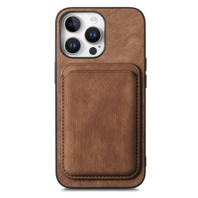 For iPhone 16 Pro Max Retro Leather Card Bag Magnetic Phone Case(Brown) by buy2fix