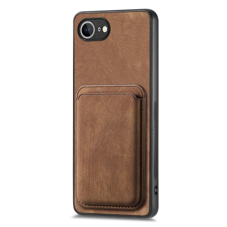 For iPhone 16e Retro Leather Card Bag Magnetic Phone Case(Brown) - iPhone 16e Cases by buy2fix | Online Shopping UK | buy2fix