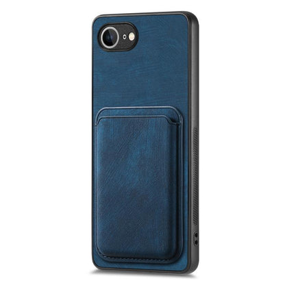 For iPhone 16e Retro Leather Card Bag Magnetic Phone Case(Blue) - iPhone 16e Cases by buy2fix | Online Shopping UK | buy2fix