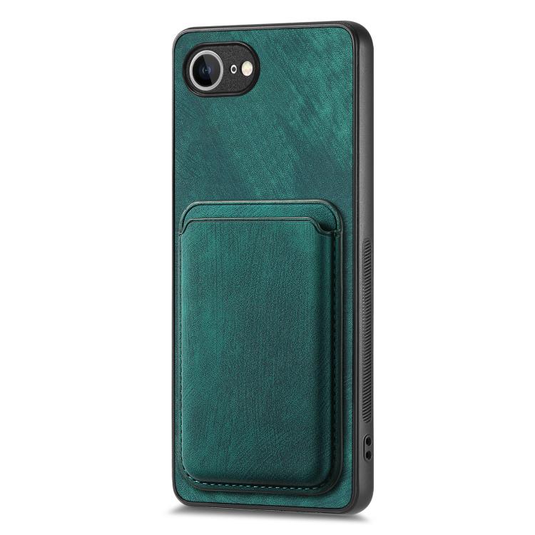 For iPhone 16e Retro Leather Card Bag Magnetic Phone Case(Green) - iPhone 16e Cases by buy2fix | Online Shopping UK | buy2fix