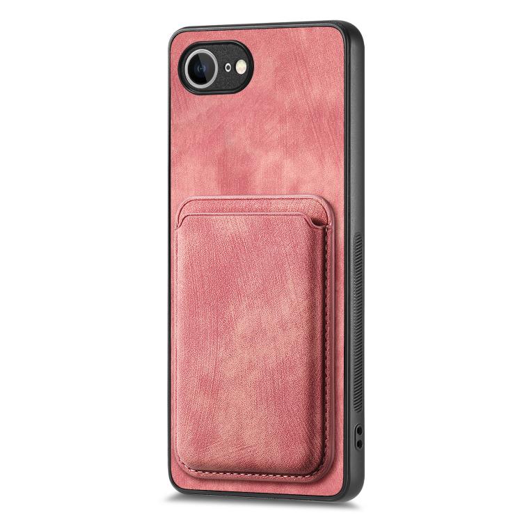 For iPhone 16e Retro Leather Card Bag Magnetic Phone Case(Pink) - iPhone 16e Cases by buy2fix | Online Shopping UK | buy2fix