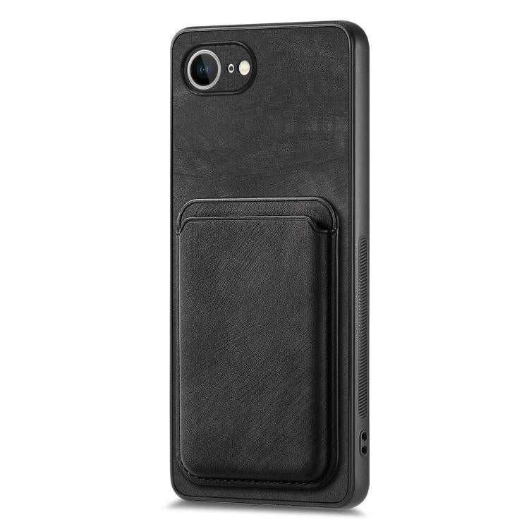 For iPhone 16e Retro Leather Card Bag Magnetic Phone Case(Black) - iPhone 16e Cases by buy2fix | Online Shopping UK | buy2fix
