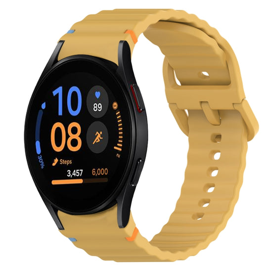 For Samsung Galaxy Watch FE 40mm Wavy Grain Stitched Quick Release Silicone Watch Band(Yellow)