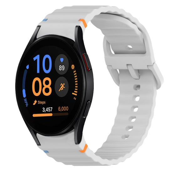 For Samsung Galaxy Watch FE 40mm Wavy Grain Stitched Quick Release Silicone Watch Band(Light Grey)