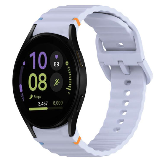 For Samsung Galaxy Watch FE 40mm Wavy Grain Stitched Quick Release Silicone Watch Band(Light Blue)