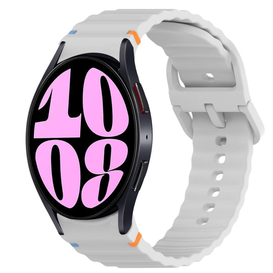 For Samsung Galaxy Watch 6 44mm Wavy Grain Stitched Quick Release Silicone Watch Band(Light Grey)