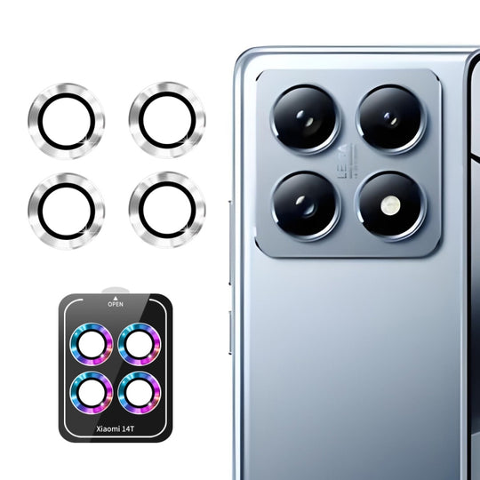 For Xiaomi 14T ENKAY 9H Rear Lens Aluminium Alloy Tempered Glass Film(Silver)