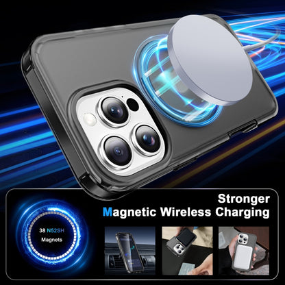 For iPhone 16 Pro Max Frosted Skin Feel MagSafe Holder 360 Full Body Phone Case(Black) by buy2fix