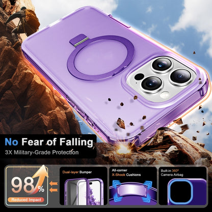 For iPhone 16 Pro Max Frosted Skin Feel MagSafe Holder 360 Full Body Phone Case(Purple) by buy2fix