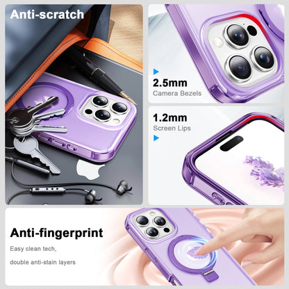 For iPhone 16 Pro Max Frosted Skin Feel MagSafe Holder 360 Full Body Phone Case(Purple) by buy2fix