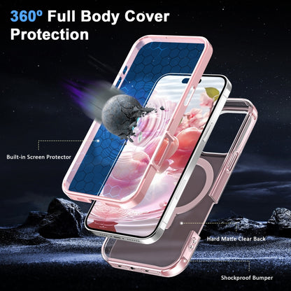 For iPhone 16 Pro Frosted Skin Feel MagSafe Holder 360 Full Body Phone Case(Pink) by buy2fix