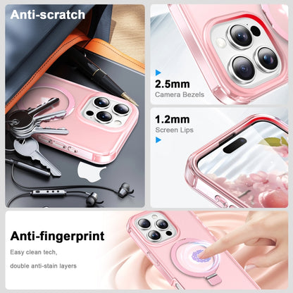 For iPhone 16 Pro Frosted Skin Feel MagSafe Holder 360 Full Body Phone Case(Pink) by buy2fix