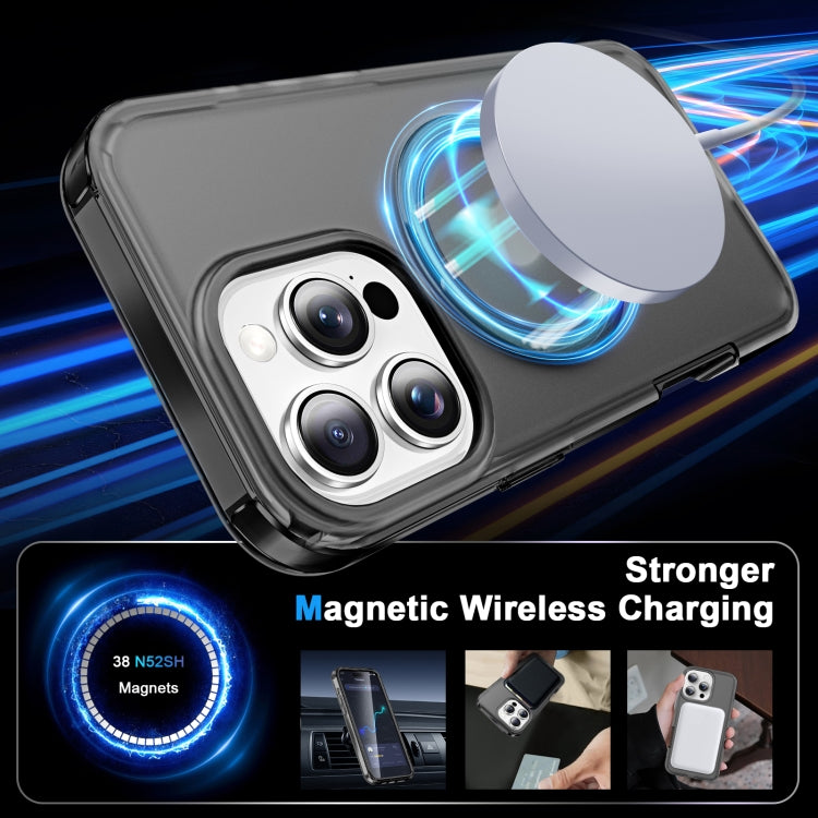 For iPhone 16 Pro Frosted Skin Feel MagSafe Holder 360 Full Body Phone Case(Black) by buy2fix