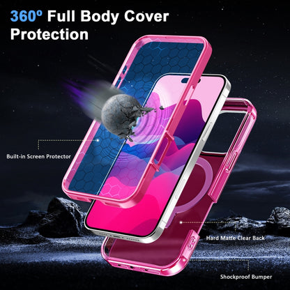 For iPhone 16 Pro Frosted Skin Feel MagSafe Holder 360 Full Body Phone Case(Rose Red) by buy2fix