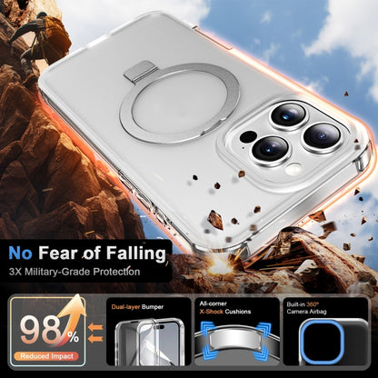 For iPhone 16 Pro Frosted Skin Feel MagSafe Holder 360 Full Body Phone Case(Transparent) by buy2fix