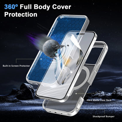 For iPhone 16 Pro Frosted Skin Feel MagSafe Holder 360 Full Body Phone Case(Transparent) by buy2fix