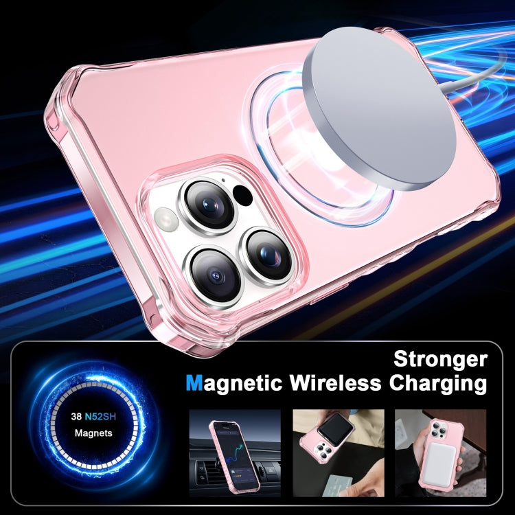 For iPhone 16 Pro Max Frosted Wave MagSafe Holder Phone Case(Pink) by buy2fix
