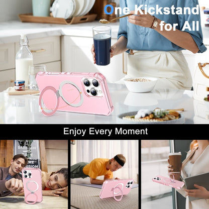 For iPhone 16 Pro Max Frosted Wave MagSafe Holder Phone Case(Pink) by buy2fix