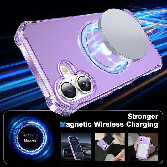 For iPhone 16 Plus Frosted Wave MagSafe Holder Phone Case(Purple) by buy2fix