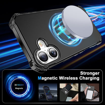 For iPhone 16 Frosted Wave MagSafe Holder Phone Case(Black) by buy2fix