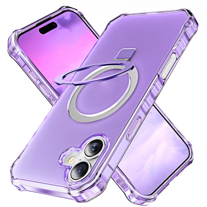 For iPhone 16 Frosted Wave MagSafe Holder Phone Case(Purple) by buy2fix