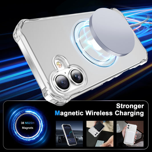 For iPhone 16 Frosted Wave MagSafe Holder Phone Case(Transparent) by buy2fix