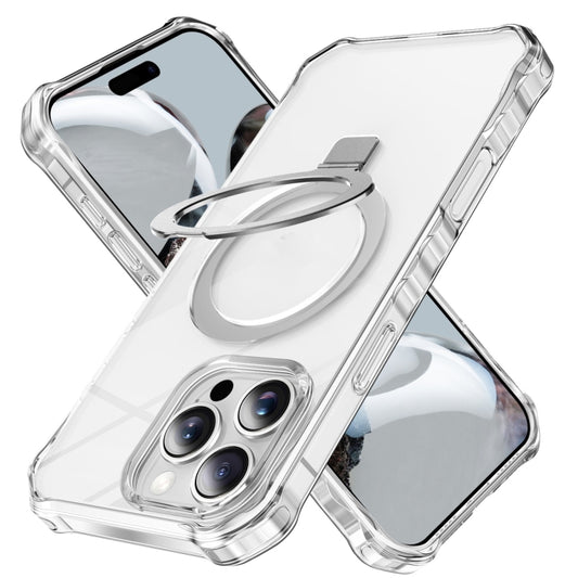 For iPhone 16 Pro Max Clear Wave MagSafe Holder Phone Case(Transparent) by buy2fix