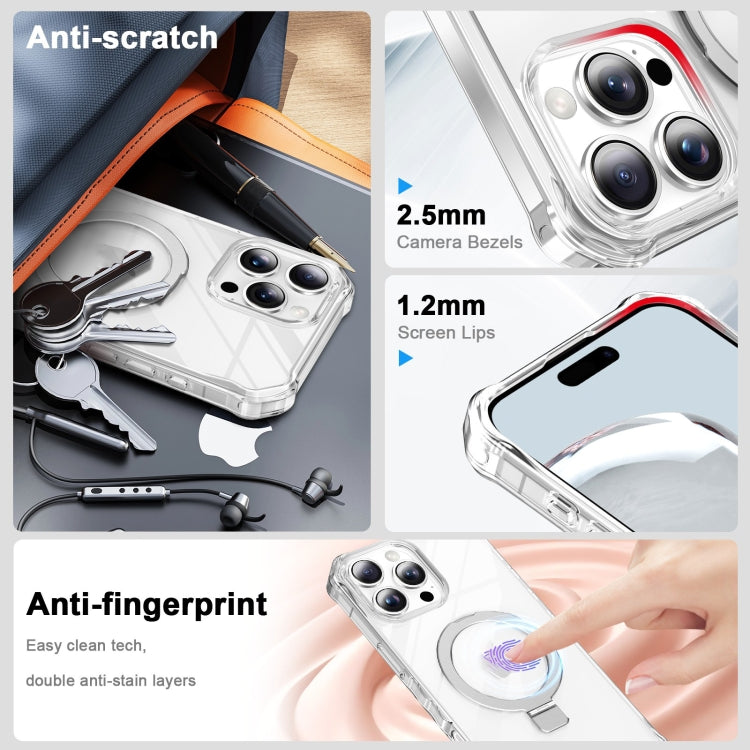 For iPhone 16 Pro Max Clear Wave MagSafe Holder Phone Case(Transparent) by buy2fix