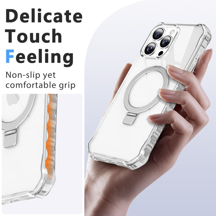 For iPhone 16 Pro Max Clear Wave MagSafe Holder Phone Case(Transparent) by buy2fix