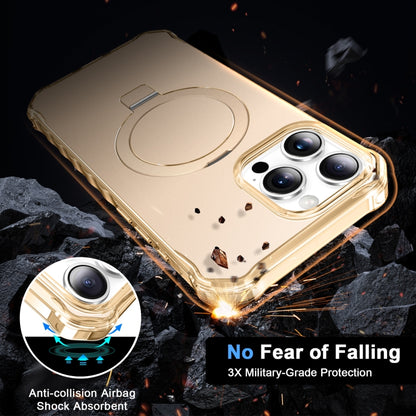 For iPhone 16 Pro Max Clear Wave MagSafe Holder Phone Case(Gold) by buy2fix