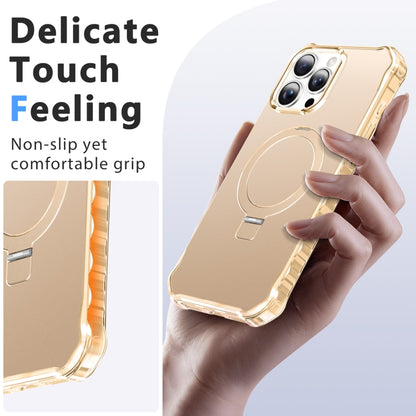 For iPhone 16 Pro Max Clear Wave MagSafe Holder Phone Case(Gold) by buy2fix