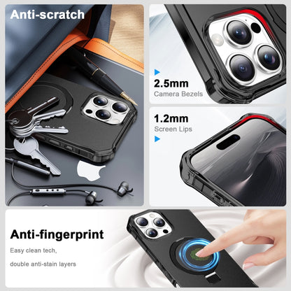 For iPhone 16 Pro Max Solid Color Wave MagSafe Holder Phone Case(Black) by buy2fix