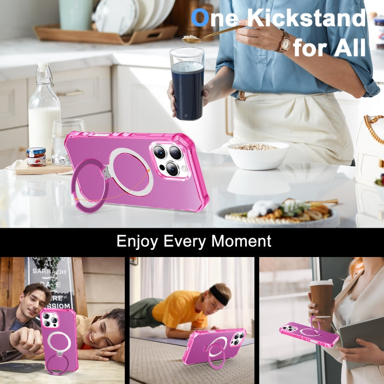 For iPhone 16 Pro Max Solid Color Wave MagSafe Holder Phone Case(Rose Red) by buy2fix