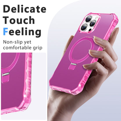 For iPhone 16 Pro Max Solid Color Wave MagSafe Holder Phone Case(Rose Red) by buy2fix