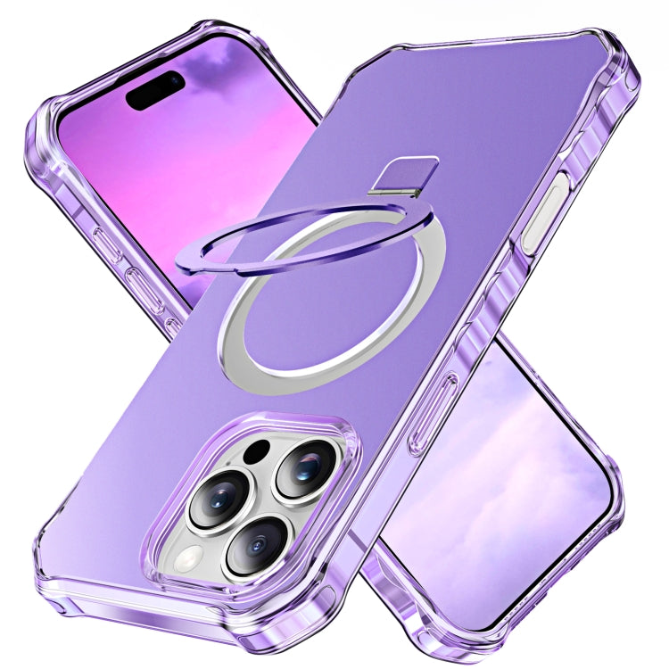 For iPhone 16 Pro Max Solid Color Wave MagSafe Holder Phone Case(Purple) by buy2fix