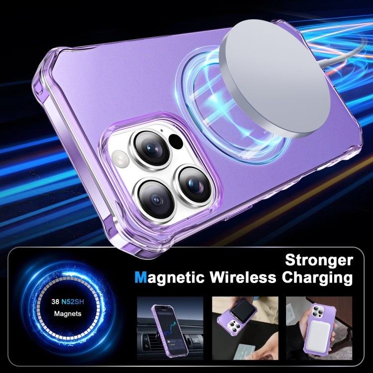 For iPhone 16 Pro Max Solid Color Wave MagSafe Holder Phone Case(Purple) by buy2fix